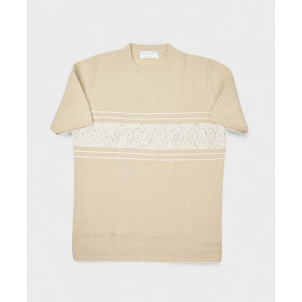 Chiara Moreni Womens M Angora Wool Beige Short Sleeve Sweater Maglieria Italy